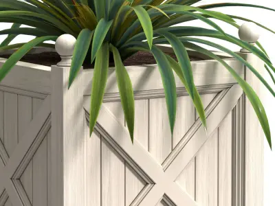 Plant in Wood Plant Box Timber wood planter 3D model