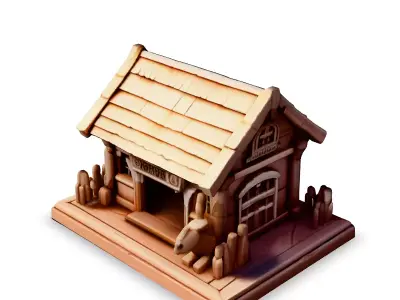 Stylized LowPoly Wooden Cabin Low-poly 3D model