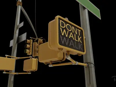 New York City Traffic Light Low-poly 3D model