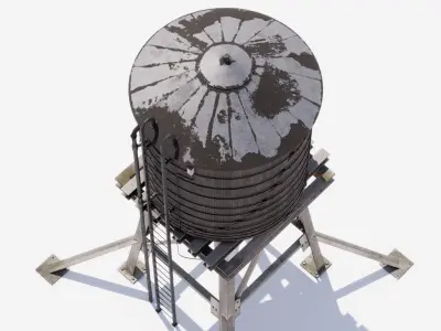 Water Tower 02 Low-poly 3D model