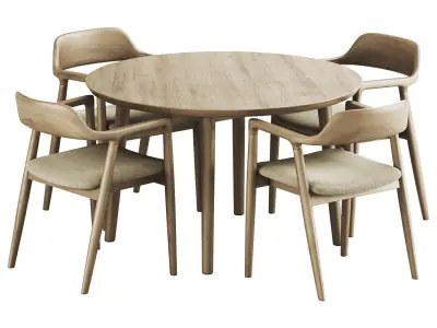 Maruni Hiroshima Table and Chair 3D model