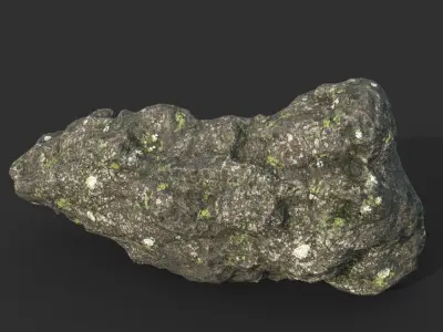 Low poly Damaged Lichen Rock B 190907 Low-poly 3D model