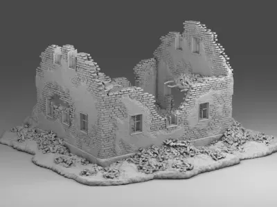 Destroyed residential building 3D print model