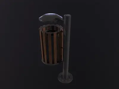 Wood Trash Bin 3D Model Low-poly 3D model