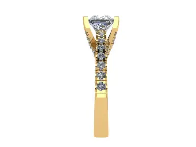 Ring487 princess cut diamond engagement ring gold 3D print model
