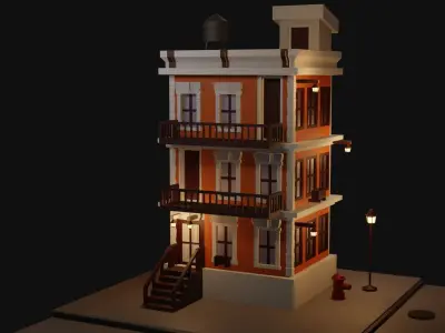 cartoon house Low-poly 3D model