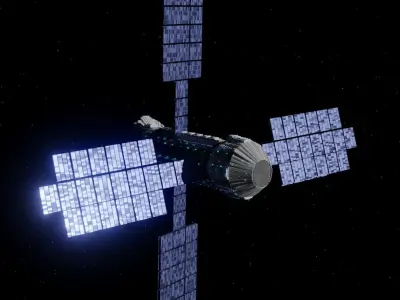 Ice planet with satellite 3D model