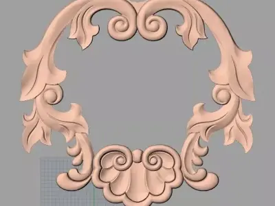 Bed door flower 3D relief STL model for CNC engraving E533 3D model