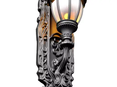 Classic Outdoor Forged Wall Lamp Lantern streetlight Sconce 3D model