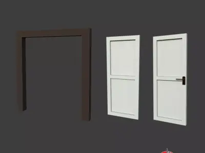 Doors With Door Frame Free low-poly 3D model