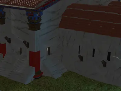 Roman Baths reconstruction and ruins 3D model