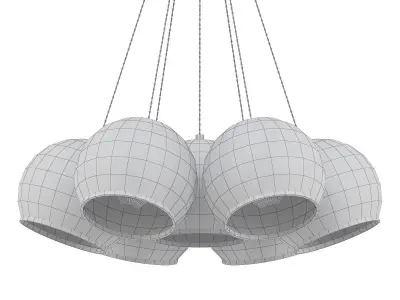 NUAZEN chandelier with clear glass globes hanging from gold c... 3D model
