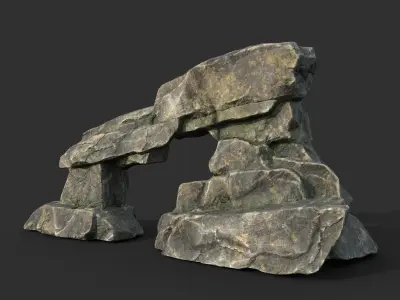 Low poly Big Rock Formation Pack 200928 - Mossy Low-poly 3D model