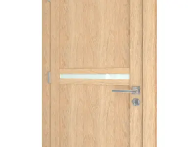 Door-059 wooden door with glass panels 3D model