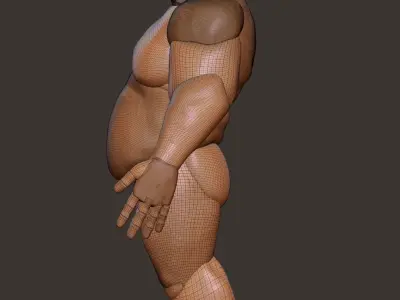 Stilized fat man Low-poly 3D model