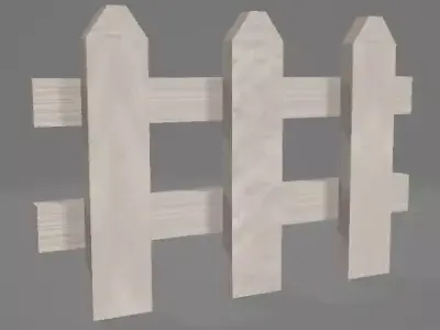 White Wooden Fence Low-poly 3D model