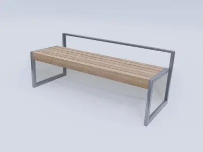 City park garden bench Low-poly 3D model