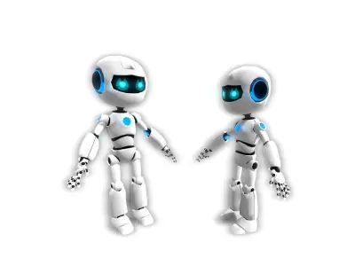 Cute Robot Rigged 1 Male 3D Model Low-poly Low-poly 3D model
