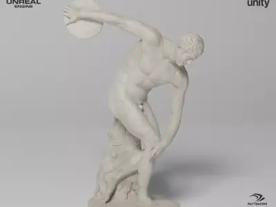 The Discobolus Tivoli Sculpture VR AR Mobile-ready Game-ready Low-poly 3D model