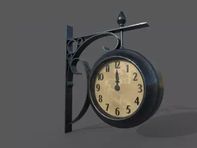 Realistic Watch clock hanging on wall 3D model