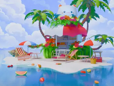 Stylized Tropical Island 3D model