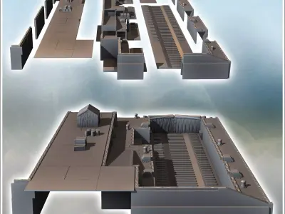 Large port dry dock for ships with brick and stone walls multipl 3D print model