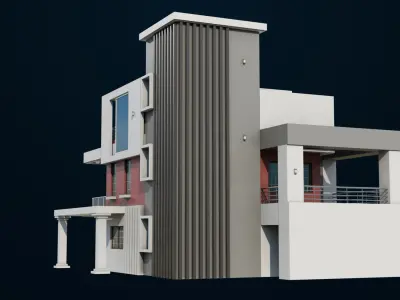 Modern House 01 All PBR Unity UE Textures Included Low-poly 3D model