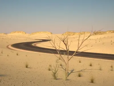 Tileable desert road 3D model