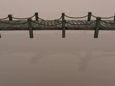 wooden pier  Low-poly 3D model