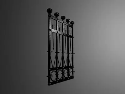 Fence wrought iron gate Low-poly 3D model