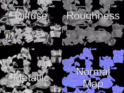 Futuristic Armored Robot model pack Low-poly 3D model