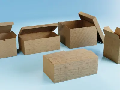 Cardboard group of boxes Low-poly 3D model
