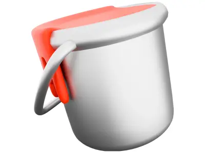 3d  open bucket with a paint color 3D model
