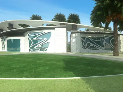 modern club building and landscape 3D model