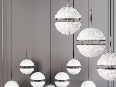 Restoration Hardware HEMISPHERE 7-LIGHT LINEAR CHANDELIER Nickel 3D model