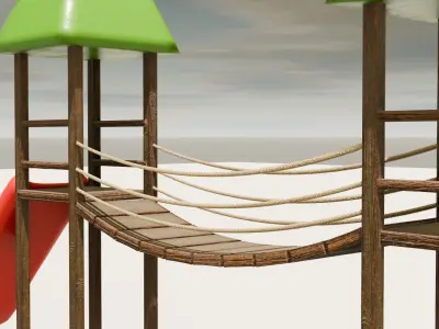 Playground castle with a slide Low-poly 3D model