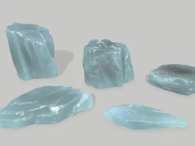 Ice Set rock Low-poly 3D model