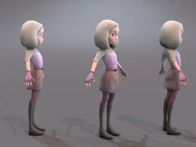 teen with white hair Low-poly 3D model