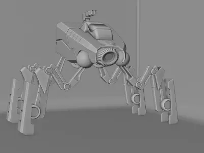 Spider-robot Low-poly 3D model
