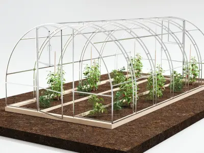 greenhouse made of glass and plastic 3D model