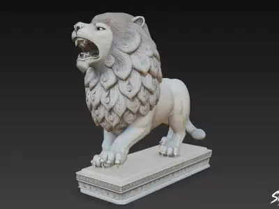 Lion Statue V37 Low-poly 3D model