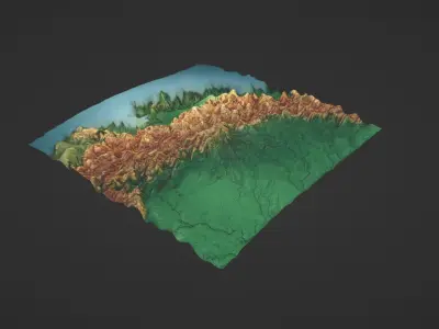Ecuador Map Topography Low-poly 3D model