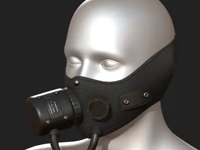 Gas mask respirator scifi futuristic military combat  Low-poly 3D model