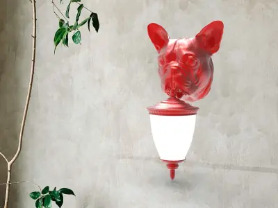 Dog Head Wall Lamp 3D print model get