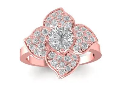 Luxury Floral Diamond Cluster Ring for Women 1424 3D print model