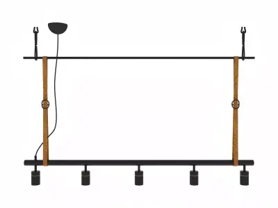 Chandelier made of metal pipes and leather strap Low-poly 3D model