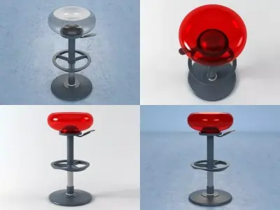 M four different colored chairs 3D model