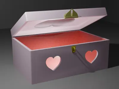 Cute box with heart shaped windows 3D model
