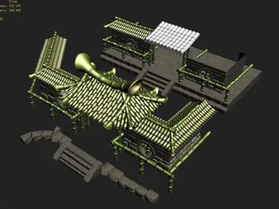 Game Dazhufeng - bamboo house 01 3D model