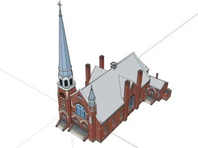 Architecture-Religion-God-Culture-Temple-052 church with steeple 3D model